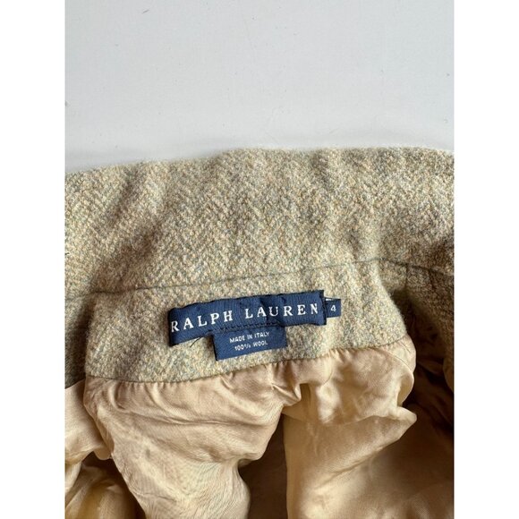 RALPH LAUREN Pale Green Loden Tweed Wool Herringbone Riding Blazer, Size 4 - Picture 14 of 16